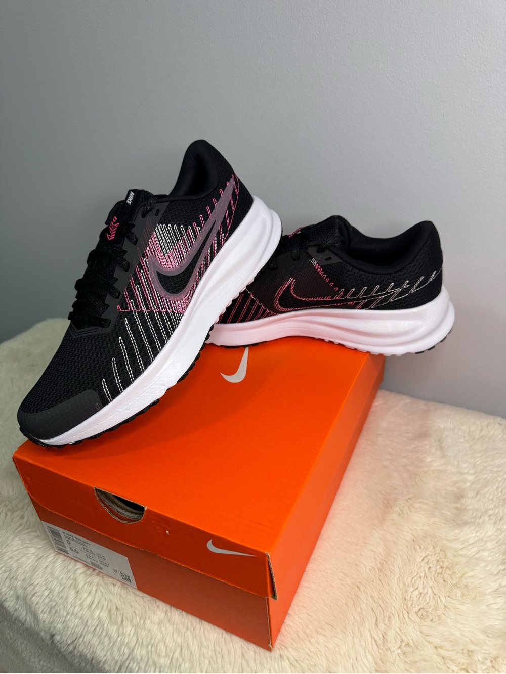 Nike Women's Run Defy Black, White, & Pink Running Shoes